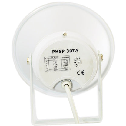 Indoor/Outdoor PA Horn Speaker 30W Loud Sound Aluminum White