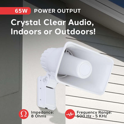 Portable PA Horn Speaker Clear Sound 65W Adjustable Bracket
