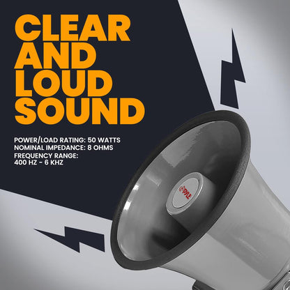 Portable PA Horn Speaker Clear Sound Aluminum Housing Grey