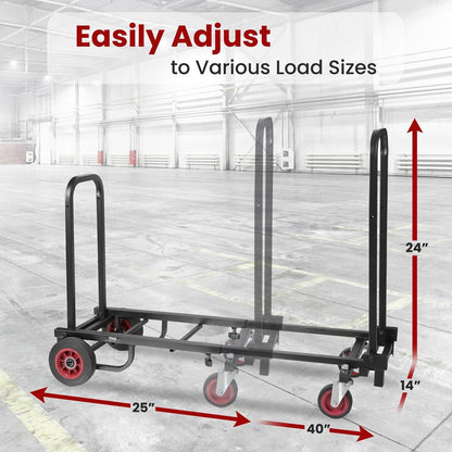 Folding Equipment Cart 8-in-1 Convertible R-Trac Wheels Steel