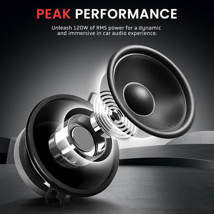 Car Stereo Speakers 120W Low Distortion Coaxial 3.5 Pair