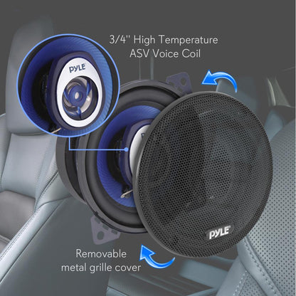 4 Car Speakers Pair - 180W Peak Blue Poly Cone Butyl Rubber Surround