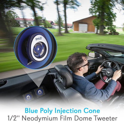 4 Car Speakers Pair - 180W Peak Blue Poly Cone Butyl Rubber Surround