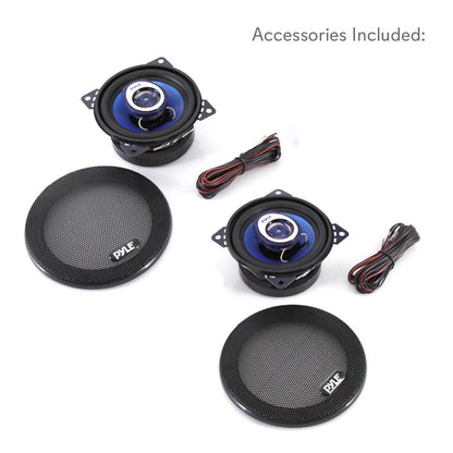 4 Car Speakers Pair - 180W Peak Blue Poly Cone Butyl Rubber Surround