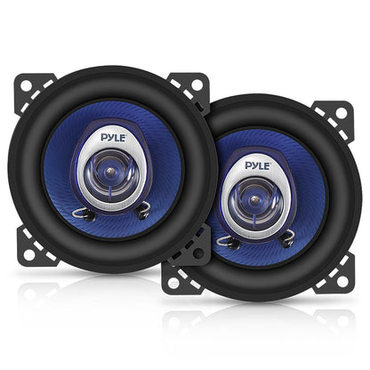 4 Car Speakers Pair - 180W Peak Blue Poly Cone Butyl Rubber Surround