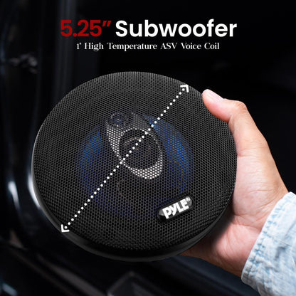 5.25 Car Speakers Pair 200W Blue Poly Cone Butyl Rubber Surround