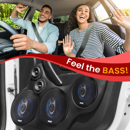 5.25 Car Speakers Pair 200W Blue Poly Cone Butyl Rubber Surround
