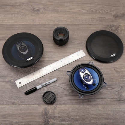5.25 Car Speakers Pair 200W Blue Poly Cone Butyl Rubber Surround