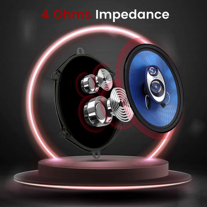 5x7 Car Speakers Pair 300W Blue Poly Cone Butyl Rubber Surround