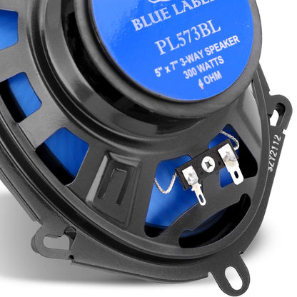 5x7 Car Speakers Pair 300W Blue Poly Cone Butyl Rubber Surround