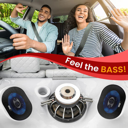 5x7 Car Speakers Pair 300W Blue Poly Cone Butyl Rubber Surround