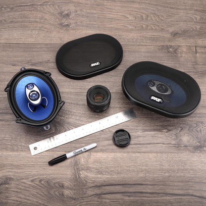 5x7 Car Speakers Pair 300W Blue Poly Cone Butyl Rubber Surround