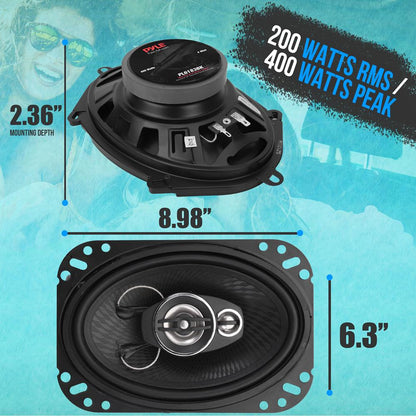3-Way Car Stereo Speakers 400W Low Distortion 6x8 Black