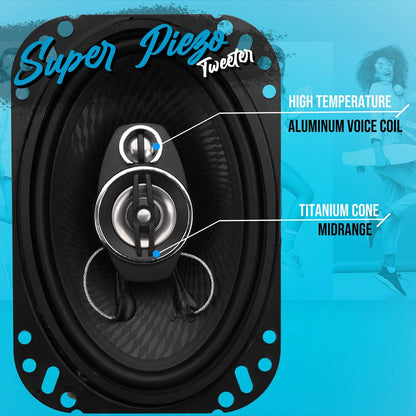 3-Way Car Stereo Speakers 400W Low Distortion 6x8 Black