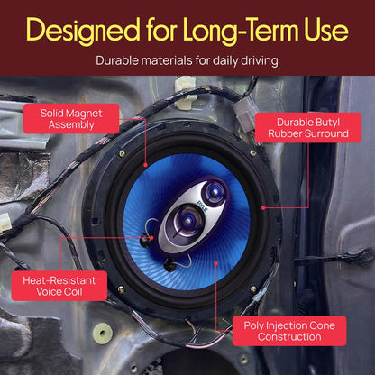 6.5 360W Car Speakers Butyl Rubber Blue Poly Cone