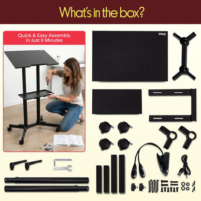 Laptop Lectern Stand with Adjustable Height & Plastic Wheels - PLCTND49
