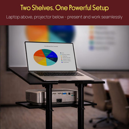 Laptop Lectern Stand with Adjustable Height & Plastic Wheels - PLCTND49