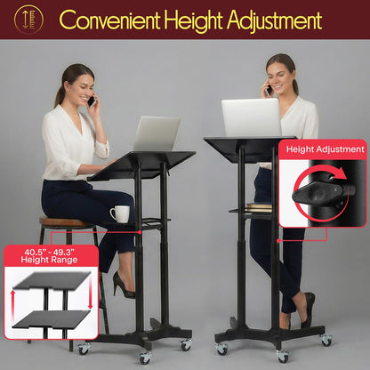 Laptop Lectern Stand with Adjustable Height & Rubber Wheels - PLCTND50