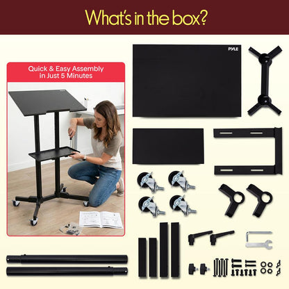 Laptop Lectern Stand with Adjustable Height & Rubber Wheels - PLCTND50