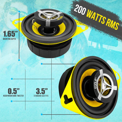 Car Speaker System 120W 3.5 Yellow Cone 4 Ohm 20oz Magnet