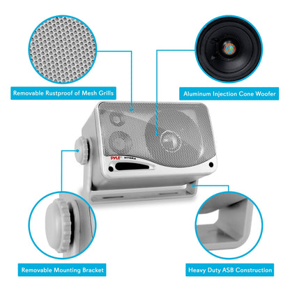 3-Way Waterproof Marine Speakers 200W Aluminum Woofer Silver