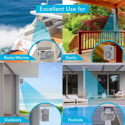 3-Way Waterproof Marine Speakers 200W Aluminum Woofer Silver
