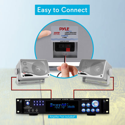 3-Way Waterproof Marine Speakers 200W Aluminum Woofer Silver