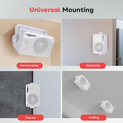 3-Way Weatherproof Outdoor Speakers 200W Aluminum Woofer White