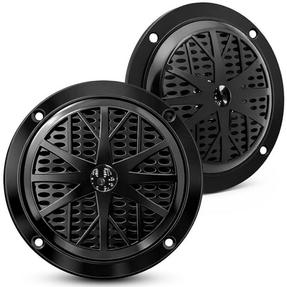 4 Waterproof Marine Speakers Dual Cone Polypropylene Black 1 Pair