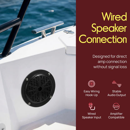 4 Waterproof Marine Speakers Dual Cone Polypropylene Black 1 Pair