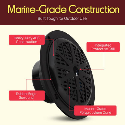 4 Waterproof Marine Speakers Dual Cone Polypropylene Black 1 Pair