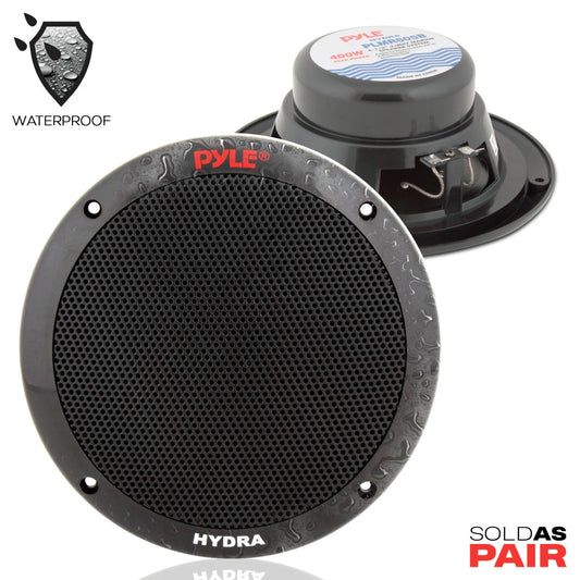 6.5 Dual Marine Speakers Waterproof 400W Polypropylene Cone Black