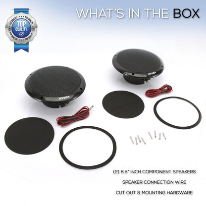 6.5 Dual Marine Speakers Waterproof 400W Polypropylene Cone Black