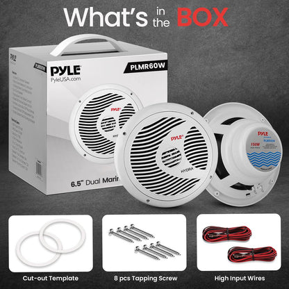 6.5 Dual Marine Speakers Waterproof 150W Polypropylene Cone White