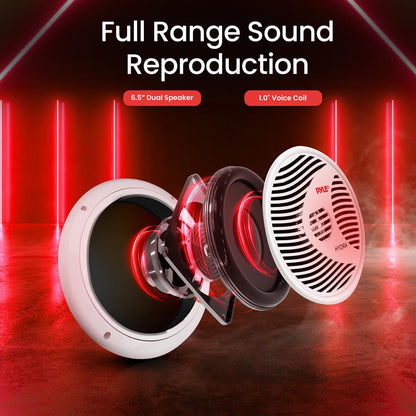 6.5 Dual Marine Speakers Waterproof 150W Polypropylene Cone White