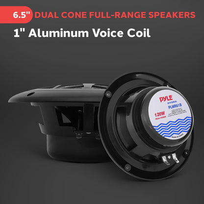 6.5 Dual Marine Speakers Waterproof 120W Polypropylene Cone-PLMR61B