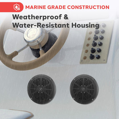 6.5 Dual Marine Speakers Waterproof 120W Polypropylene Cone-PLMR61B