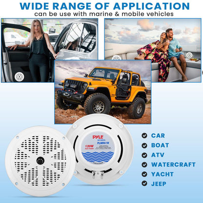 6.5 Marine Speakers Waterproof 120W Polypropylene Cone White