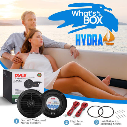 6.5 Dual Marine Speakers Waterproof 120W Polypropylene Cone-PLMR67B