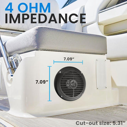 6.5 Dual Marine Speakers Waterproof 120W Polypropylene Cone-PLMR67B