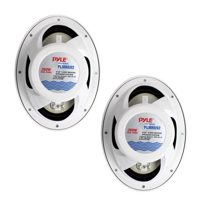 6x9 Marine Speakers Waterproof 260W Poly Carbon Cone White