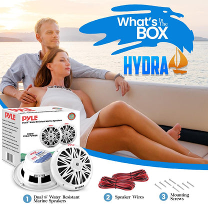 Marine Speakers Waterproof 300W Power Poly Carbon Cone White