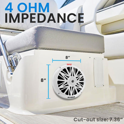 Marine Speakers Waterproof 300W Power Poly Carbon Cone White