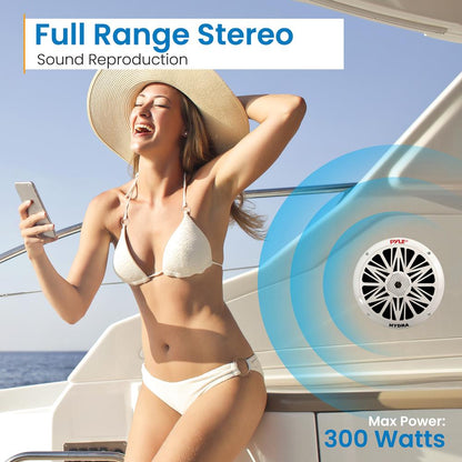 Marine Speakers Waterproof 300W Power Poly Carbon Cone White