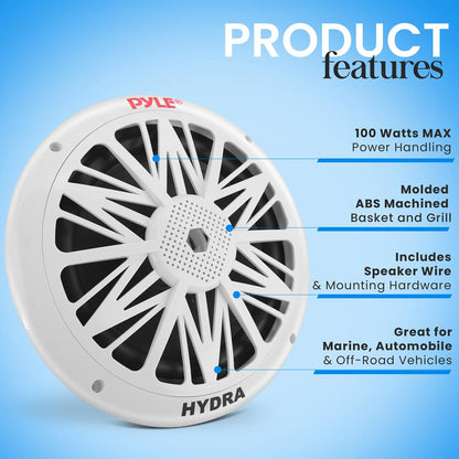 Marine Speakers Waterproof 300W Power Poly Carbon Cone White