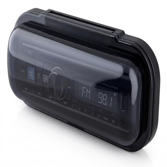 Marine Stereo Cover Water Resistant Shield Smoke Window Flip-Up Door
