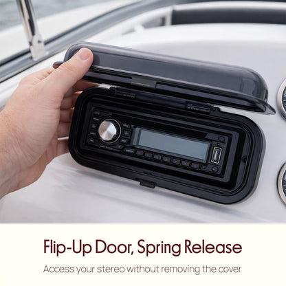 Marine Stereo Cover Water Resistant Shield Smoke Window Flip-Up Door