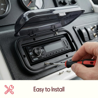 Marine Stereo Cover Water Resistant Shield Smoke Window Flip-Up Door