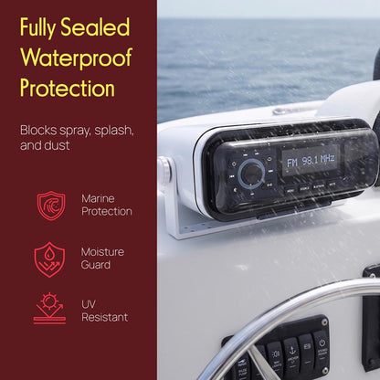 Marine Stereo Cover Water Resistant Smoke Window White