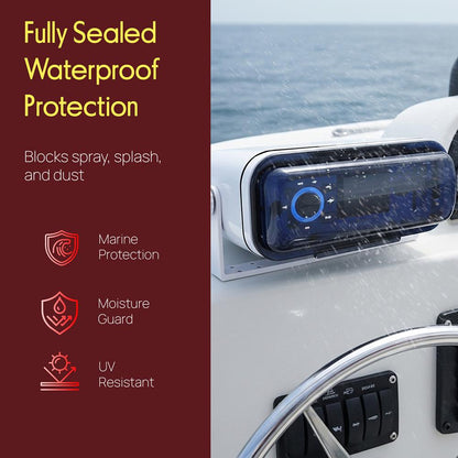Marine Stereo Cover Water Resistant Neoprene Gasket White